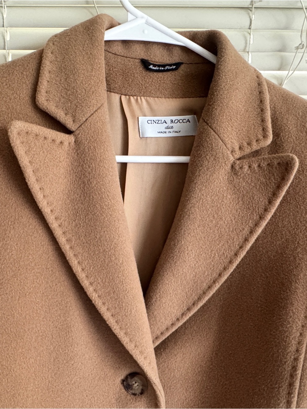 Cinzia Rocca Icons Camel/Tan Wool-Blend Pea Coat